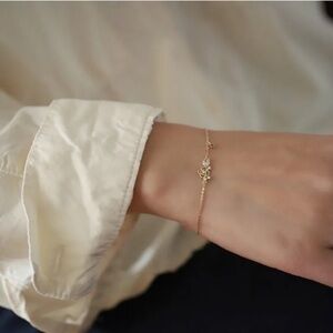 925 Sterling Silver Gold Rose Bracelet